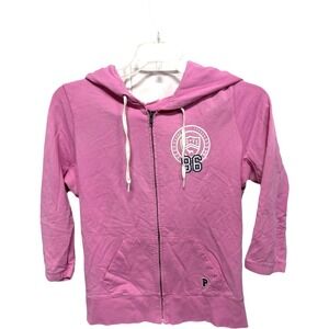 Retro Vintage Y2K Victoria's Secret Pink 3/4 Sleeve Full Zip Hoodie Preppy Large